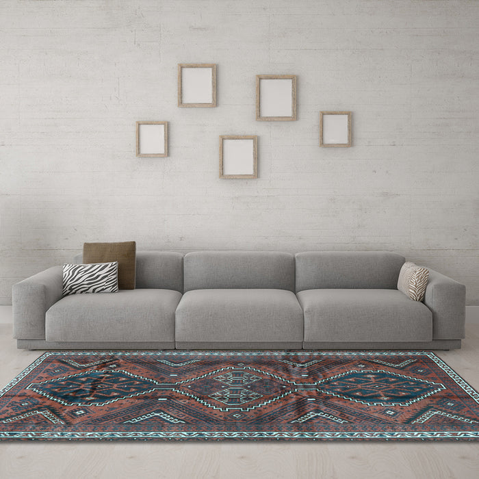 Machine Washable Persian Light Blue Traditional Rug in a Living Room, wshtr4330lblu