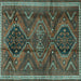 Square Machine Washable Persian Turquoise Traditional Area Rugs, wshtr4330turq