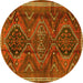 Round Persian Yellow Traditional Rug, tr4330yw