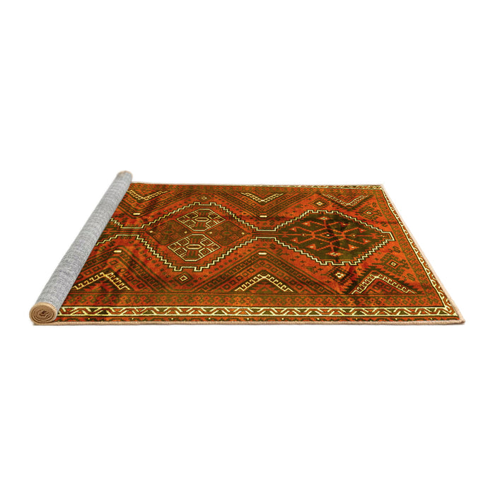 Sideview of Machine Washable Persian Yellow Traditional Rug, wshtr4330yw