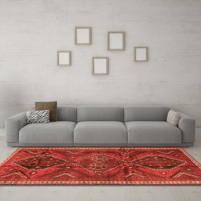 Machine Washable Persian Orange Traditional Area Rugs in a Living Room, wshtr4330org