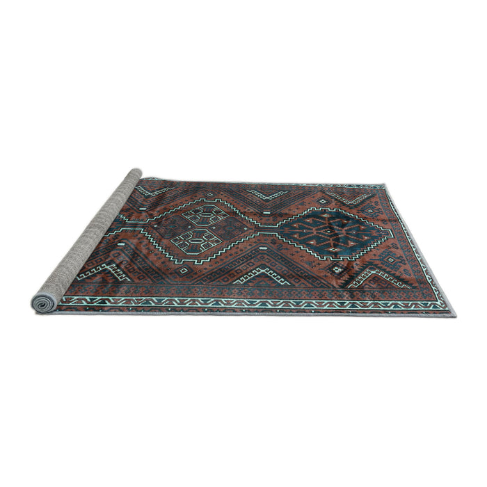 Sideview of Machine Washable Persian Light Blue Traditional Rug, wshtr4330lblu