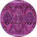 Round Machine Washable Persian Purple Traditional Area Rugs, wshtr4330pur