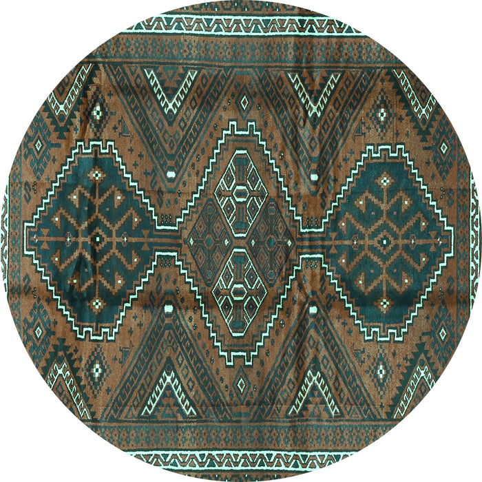 Round Persian Turquoise Traditional Rug, tr4330turq