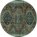 Round Persian Turquoise Traditional Rug, tr4330turq