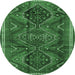 Round Persian Emerald Green Traditional Rug, tr4330emgrn