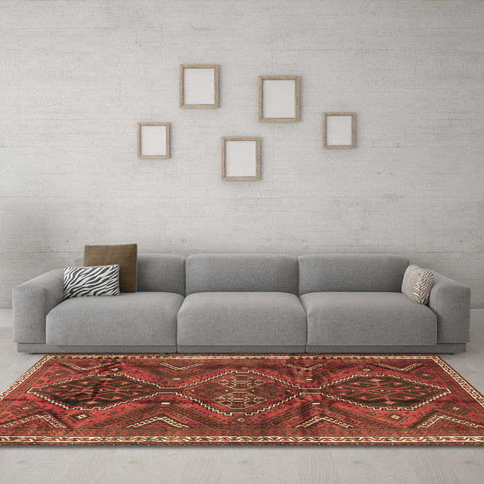 Machine Washable Persian Brown Traditional Rug in a Living Room,, wshtr4330brn