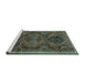 Sideview of Machine Washable Persian Turquoise Traditional Area Rugs, wshtr4330turq