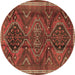 Round Machine Washable Persian Brown Traditional Rug, wshtr4330brn