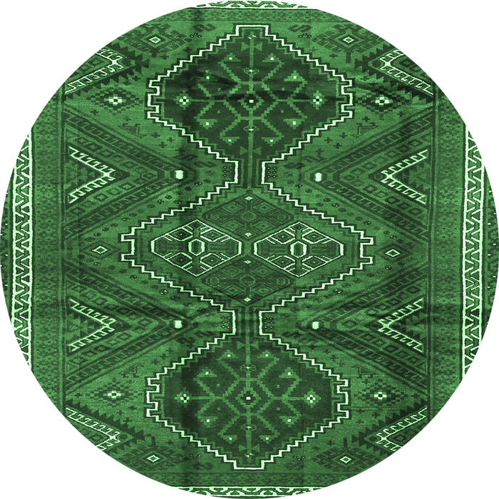 Round Machine Washable Persian Emerald Green Traditional Area Rugs, wshtr4330emgrn