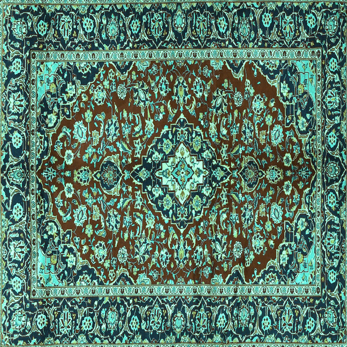 Square Medallion Turquoise Traditional Rug, tr4331turq