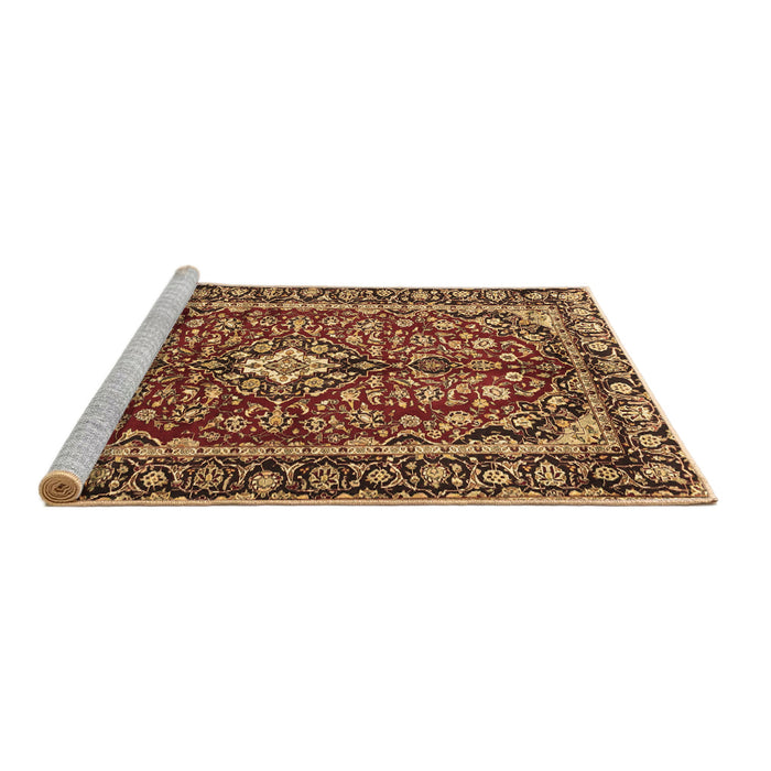 Sideview of Machine Washable Medallion Brown Traditional Rug, wshtr4331brn