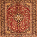 Serging Thickness of Medallion Orange Traditional Rug, tr4331org