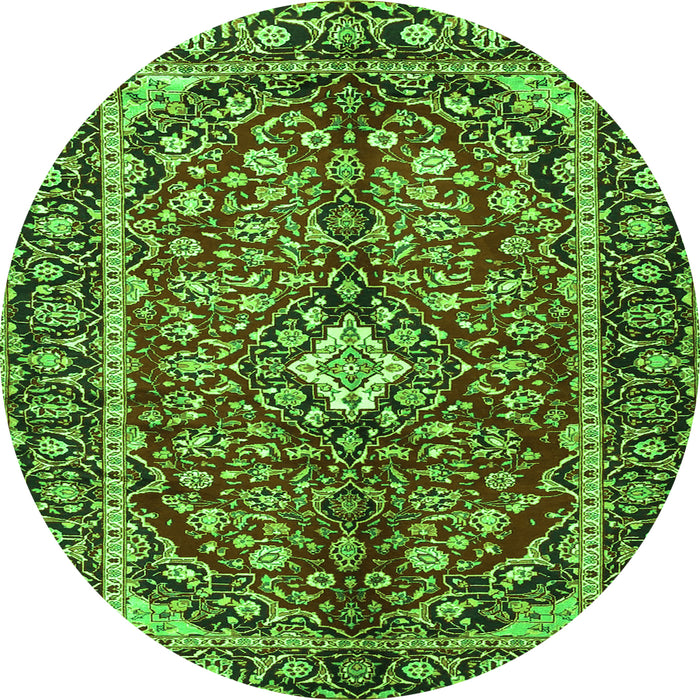 Square Medallion Green Traditional Rug, tr4331grn