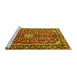 Sideview of Machine Washable Medallion Yellow Traditional Rug, wshtr4331yw