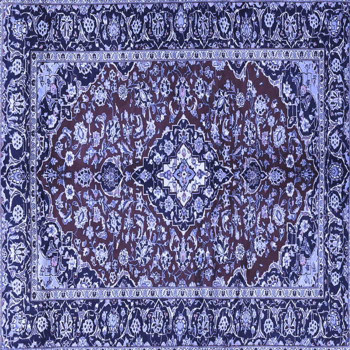 Square Machine Washable Medallion Blue Traditional Rug, wshtr4331blu