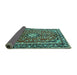 Sideview of Medallion Turquoise Traditional Rug, tr4331turq