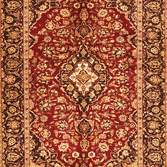 Serging Thickness of Machine Washable Medallion Orange Traditional Area Rugs, wshtr4331org