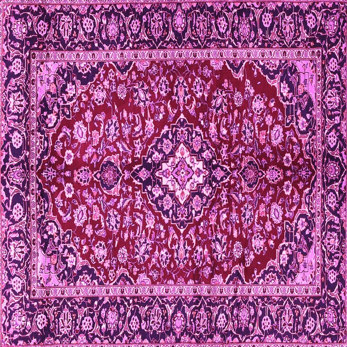 Square Machine Washable Medallion Pink Traditional Rug, wshtr4331pnk