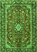 Serging Thickness of Machine Washable Medallion Green Traditional Area Rugs, wshtr4331grn