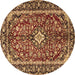 Round Medallion Brown Traditional Rug, tr4331brn