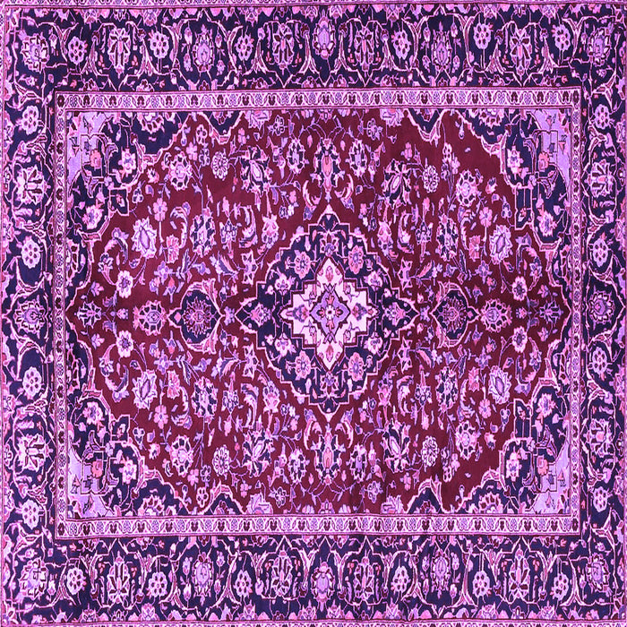 Square Machine Washable Medallion Purple Traditional Area Rugs, wshtr4331pur