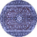 Round Medallion Blue Traditional Rug, tr4331blu