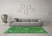 Machine Washable Medallion Emerald Green Traditional Area Rugs in a Living Room,, wshtr4331emgrn