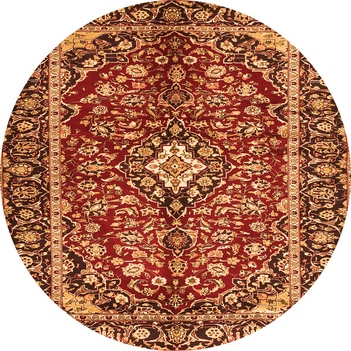 Machine Washable Medallion Orange Traditional Area Rugs, wshtr4331org