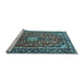 Sideview of Machine Washable Medallion Light Blue Traditional Rug, wshtr4331lblu