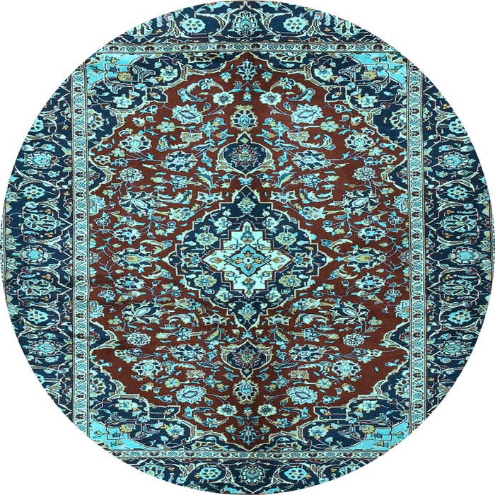 Round Medallion Light Blue Traditional Rug, tr4331lblu
