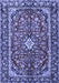 Machine Washable Medallion Blue Traditional Rug, wshtr4331blu