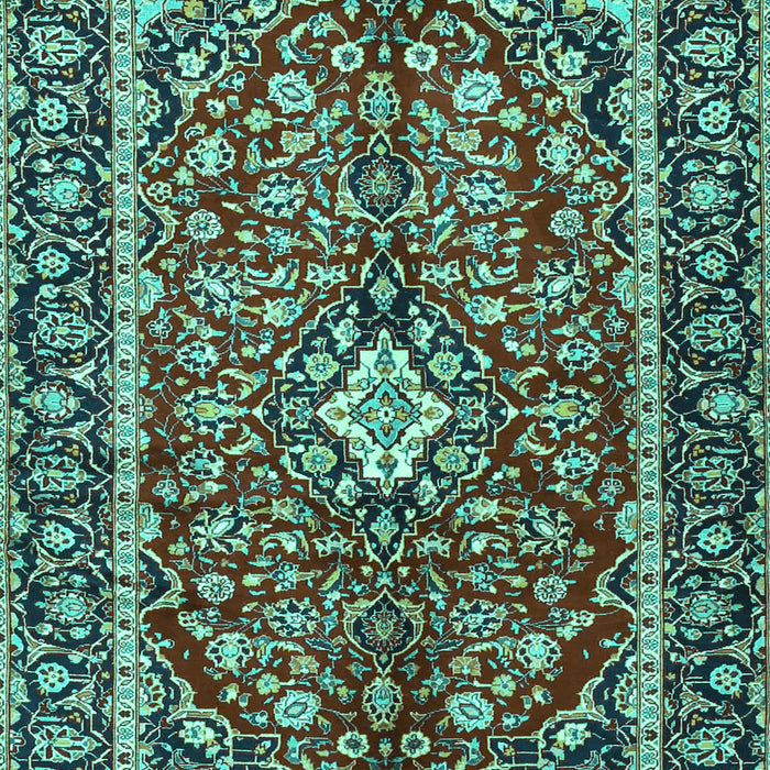 Machine Washable Medallion Turquoise Traditional Area Rugs, wshtr4331turq