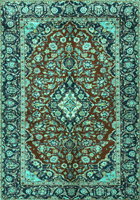 Medallion Turquoise Traditional Rug, tr4331turq