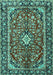 Medallion Turquoise Traditional Rug, tr4331turq