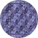 Round Persian Blue Traditional Rug, tr4332blu