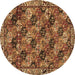 Round Machine Washable Persian Brown Traditional Rug, wshtr4332brn