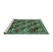 Sideview of Machine Washable Persian Turquoise Traditional Area Rugs, wshtr4332turq