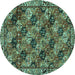 Round Persian Turquoise Traditional Rug, tr4332turq