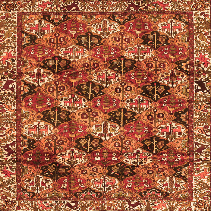 Round Machine Washable Persian Orange Traditional Area Rugs, wshtr4332org