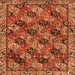 Round Machine Washable Persian Orange Traditional Area Rugs, wshtr4332org