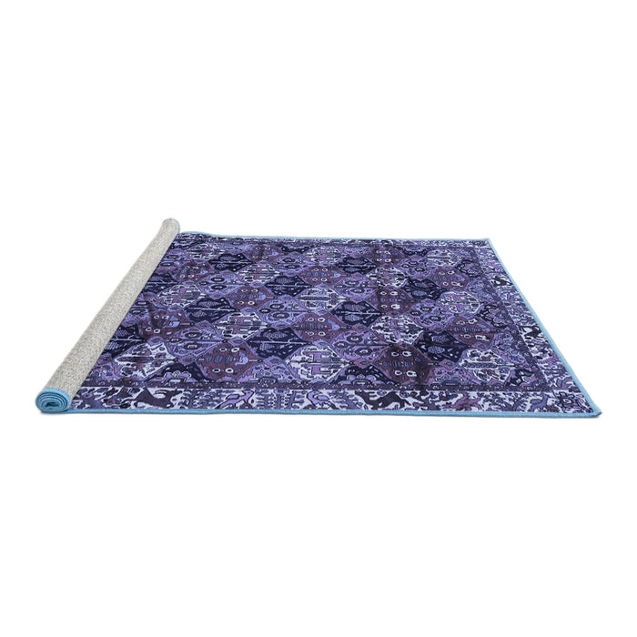 Sideview of Machine Washable Persian Blue Traditional Rug, wshtr4332blu