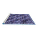 Sideview of Machine Washable Persian Blue Traditional Rug, wshtr4332blu