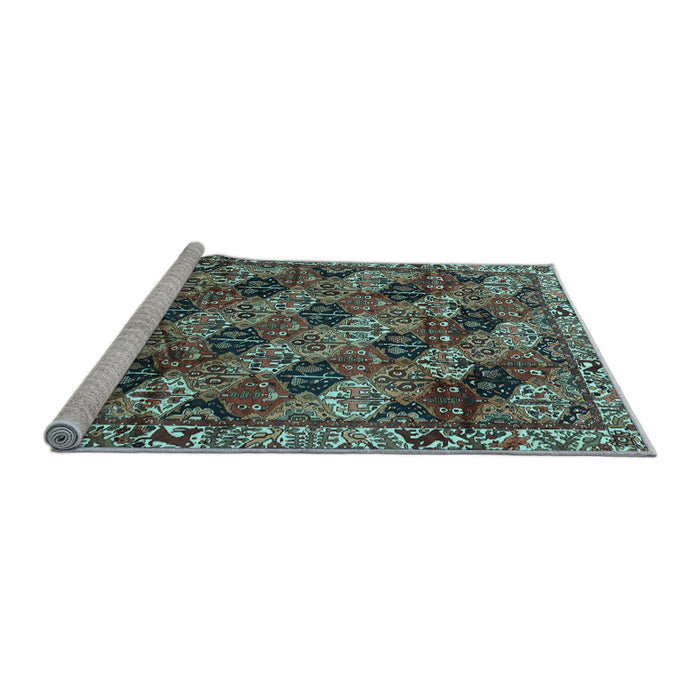 Sideview of Machine Washable Persian Light Blue Traditional Rug, wshtr4332lblu