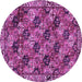 Round Persian Purple Traditional Rug, tr4332pur