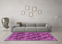 Machine Washable Persian Purple Traditional Area Rugs in a Living Room, wshtr4332pur