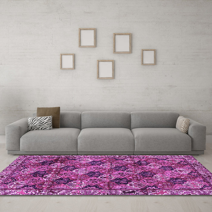 Machine Washable Persian Purple Traditional Area Rugs in a Living Room, wshtr4332pur