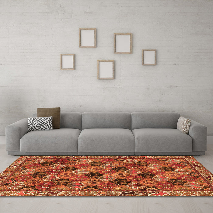 Machine Washable Persian Orange Traditional Area Rugs in a Living Room, wshtr4332org