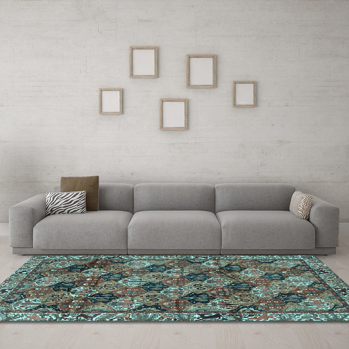 Machine Washable Persian Light Blue Traditional Rug in a Living Room, wshtr4332lblu