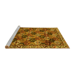Sideview of Machine Washable Persian Yellow Traditional Rug, wshtr4332yw